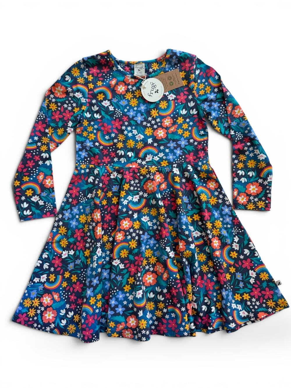 NWT Frugi organic floral rainbows skater dress